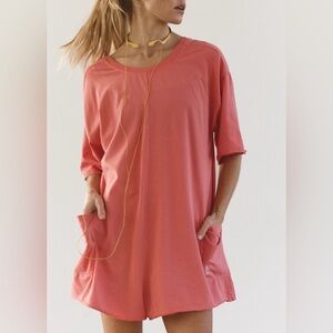 NWT FP Movement Hot Shot Tee Romper Hibiscus Medium